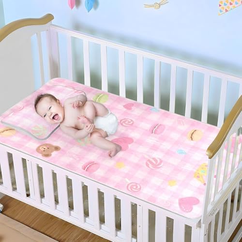 Cooling Baby Crib Mattress Protector 28x52 Pink Mesh