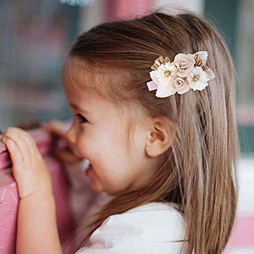 Flower Hair Clips for Baby Girl 6pcs Safe Alligator Clip Bows