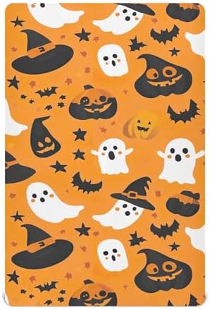 Qilmy Cute Ghost Witch Fitted Crib Sheet for Baby