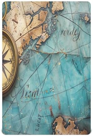 Wajiw Ocean Map Crib Sheets for Girls and Boys