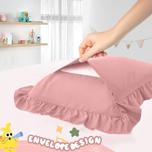 13x18 Toddler Pillow Cases Set of 2 Light Pink Ruffled