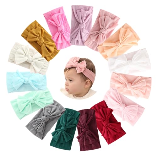 Huuflyty Super Stretchy Soft Baby Girls Headbands with Bows