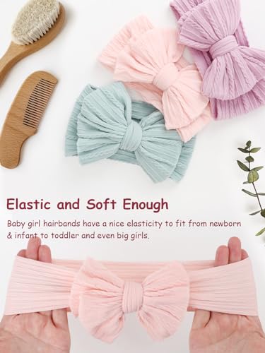 DRESHOW BQUBO Soft Stretchy Baby Headbands with Bows 3 Pack