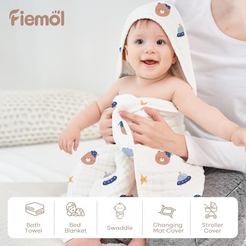 FIEMOL 2 Pack Hooded Baby Bath Towels