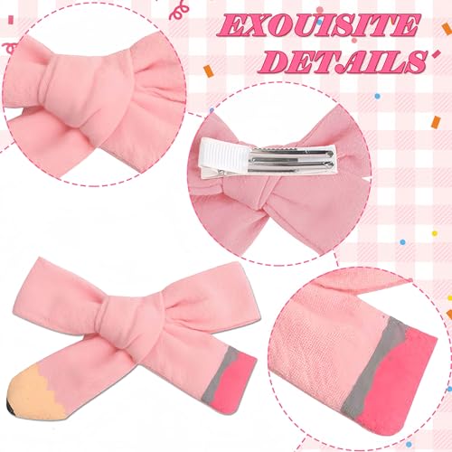 Vsdski Cute Pink Pencil Bow Hair Clips for Girls