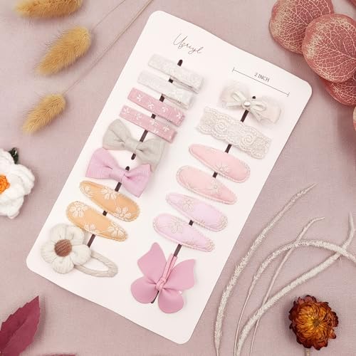 16Pcs Pink Butterfly Flower Hair Clips for Girls