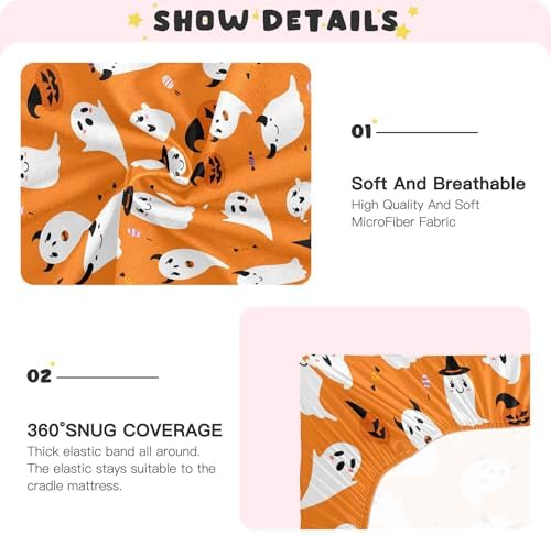 Qilmy Halloween Ghosts Fitted Crib Sheet for Baby Soft and Breathable