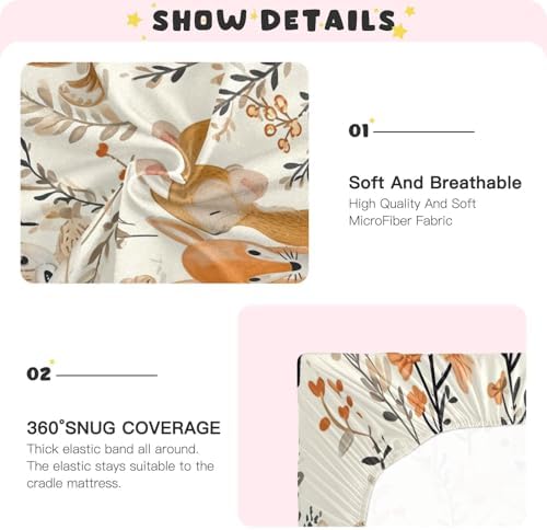 Wajiw Forest Animals Crib Sheets for Girls and Boys