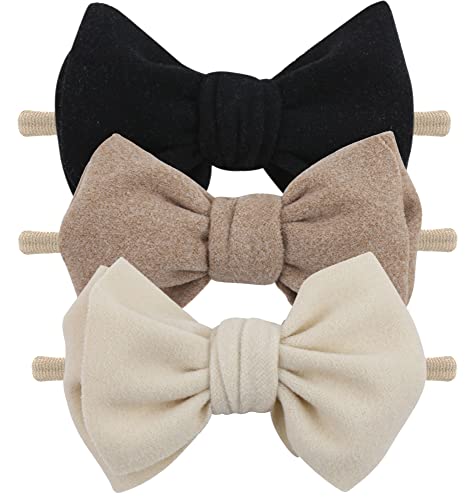 3pcs Baby Girl Elastic Hair Bow Headband for Newborn Toddler