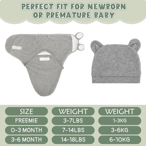 VitalCozy 6 Pack Preemie Swaddle Blanket Set with Hat