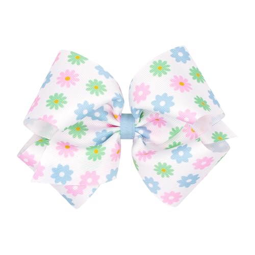Wee Ones Girls Easter Hair Bow Clip with Spring Flower Print 1