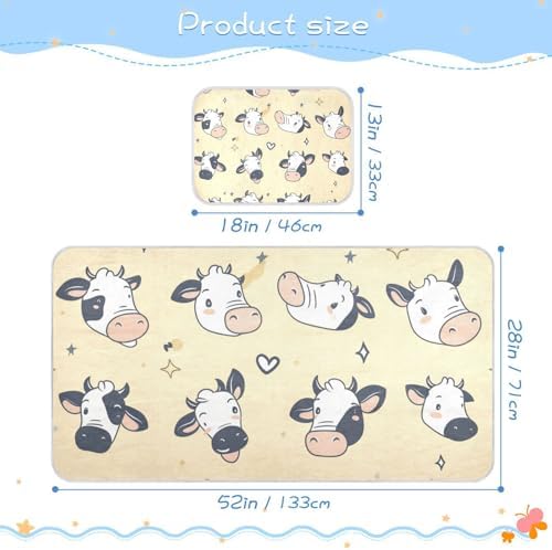 Cute Animal Cow Champagne Cooling Baby Crib Mattress Pad