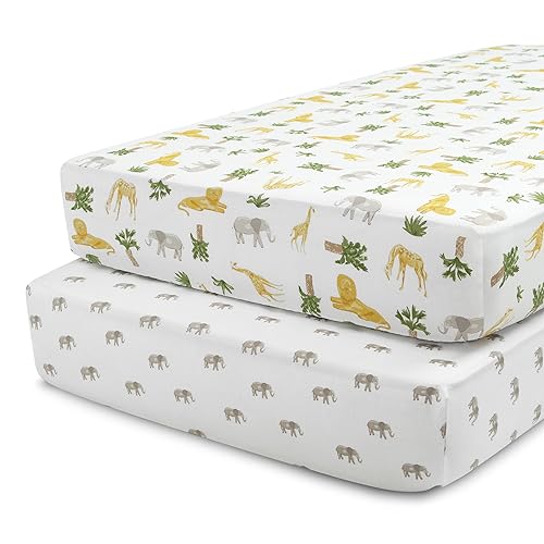 Delta Children Fitted Crib Sheets - Safari Friends 28x52 Inch Pack of 2