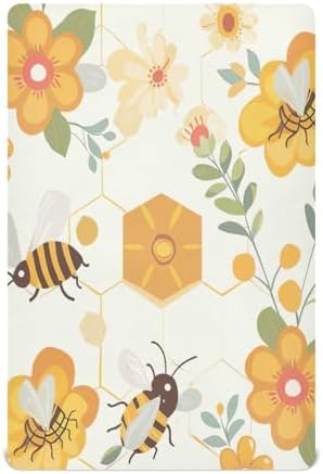 Wajiw Bees Crib Sheets for Girls and Boys