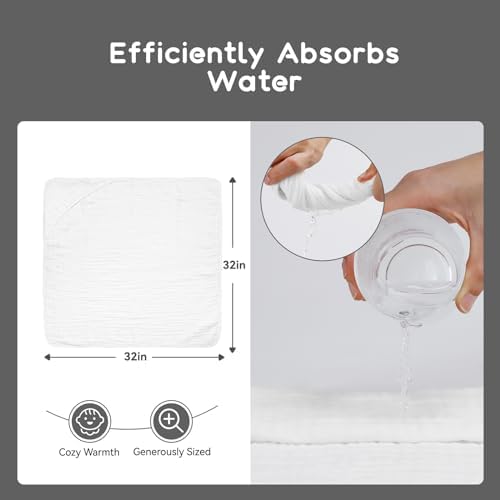 Arnzion Baby Hooded Towel 1 Pack Pure White Muslin