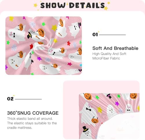 Qilmy Halloween Ghosts Fitted Crib Sheet for Kids