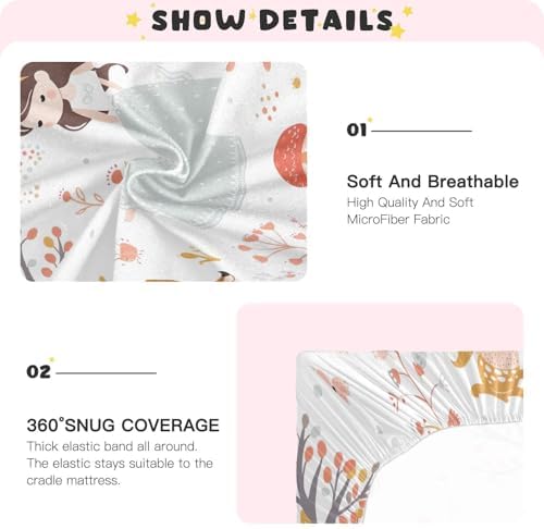 Wajiw Cute Princesses Crib Sheets for Girls and Boys