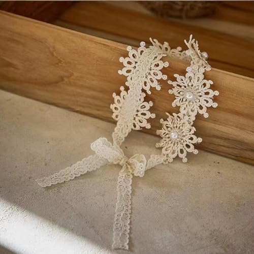 Baby Girl Headband with Bow - White Flower Crown