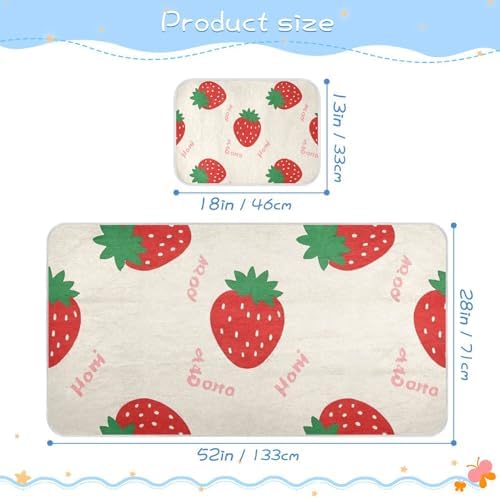 Cooling Strawberry Crib Mattress Pad 28x52in Waterproof for Baby Toddler
