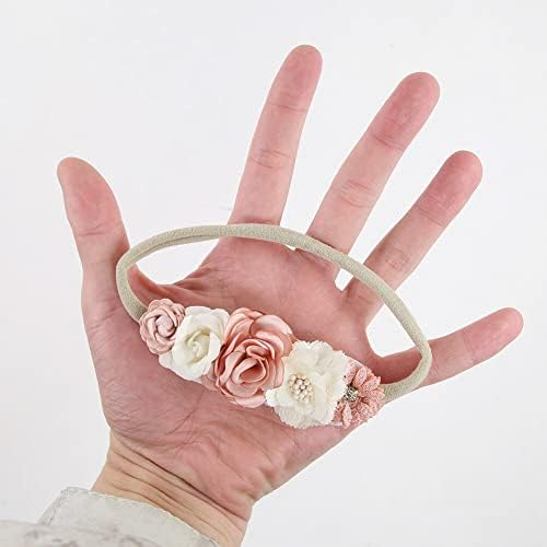 5PCS Baby Headbands Flowers Set Soft Nylon Handmade Headbands for Baby Girl