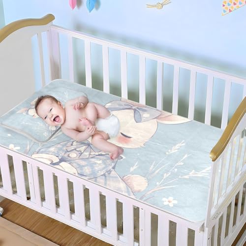 Blue Pastel Cooling Baby Mattress Pad Cover 28x52