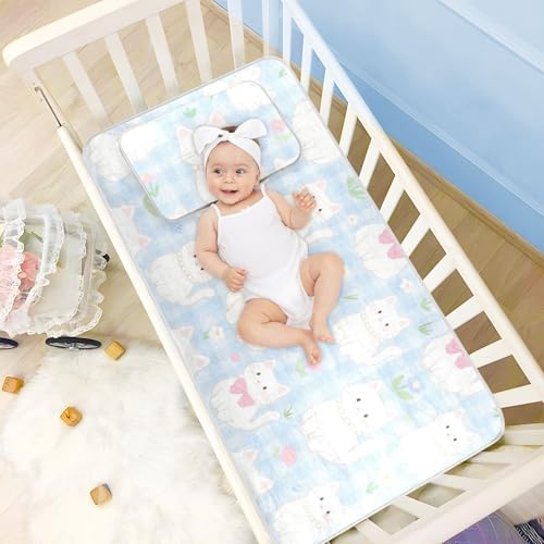 Cute Cartoon Cooling Baby Crib Mattress Protector 28x52