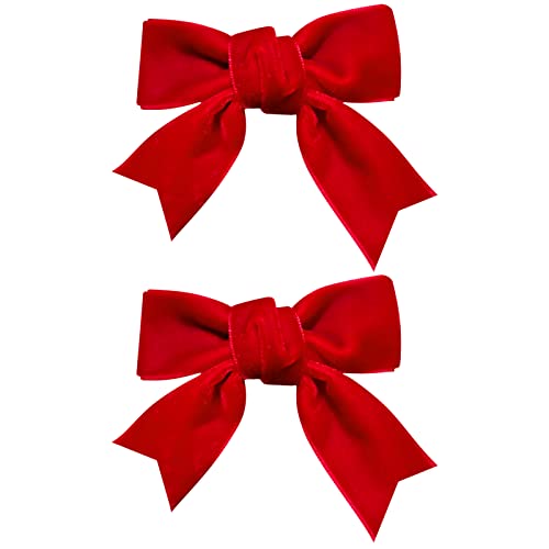 KCHIES Red Velvet Ribbon Bow Hair Clip 3in