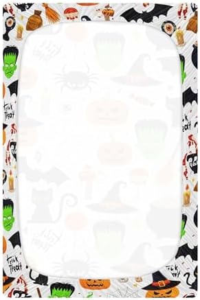 Qilmy Halloween Fitted Crib Sheet for Kids