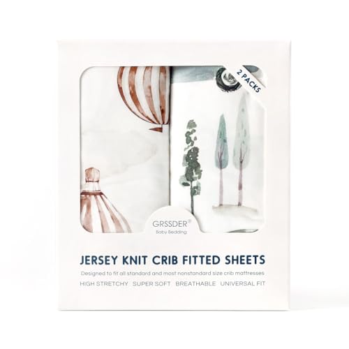 GRSSDER Stretch Jersey Crib Sheets Set 2 Pack