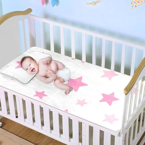 Pink Star Cooling Baby Mattress Pad Waterproof 28x52