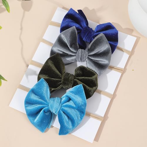 Esumun Baby Velvet Bow Headbands 4PCS