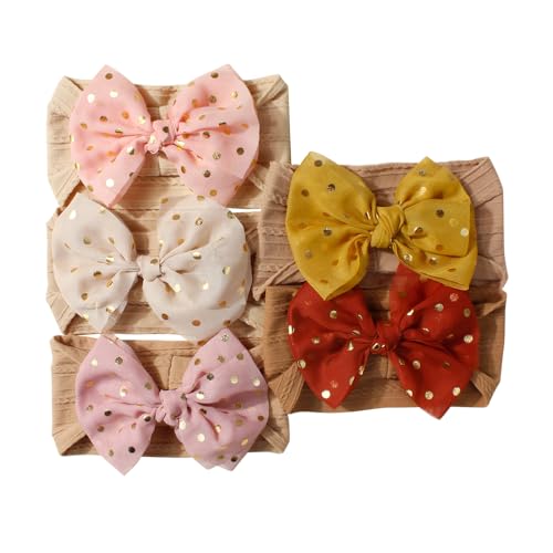 5 Pcs Colorful Baby Chiffon Bow Headbands