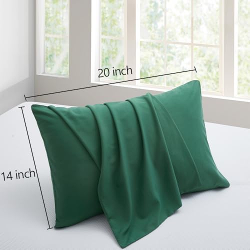 Small Microfiber Pillow Cases - Dark Green Set of 2