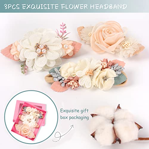 Baby Girl Headband with Elastic Bow - Pack of 3