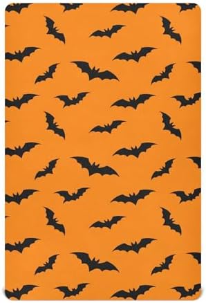 Qilmy Halloween Bats Fitted Crib Sheet Soft Breathable Baby Bedding