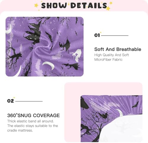 Qilmy Flying Witches Crib Sheet for Baby Soft and Breathable