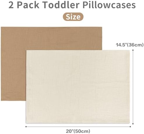 CARUILI Muslin Toddler Pillowcase 2 Pack 13x18 Oatmeal Brown