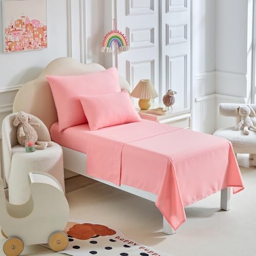UOZZI BEDDING Toddler Bed Set 5 Piece Pink
