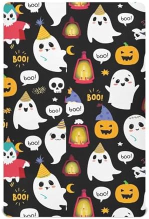 Qilmy Halloween Ghosts Crib Sheet Soft Breathable for Babies
