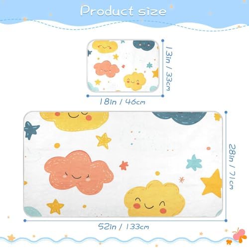 Cooling Cute Clouds Stars Mattress Pad 28x52