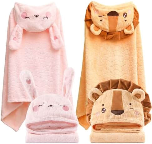 KLHYIT Toddler Hooded Towel 2-Pack Soft Bathrobe
