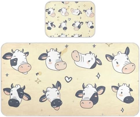Cute Animal Cow Champagne Cooling Baby Crib Mattress Pad