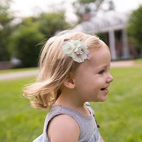 Flower Hair Clips for Baby Girl 6pcs Safe Alligator Clip Bows