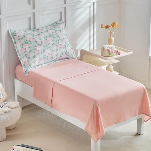 DuShow Toddler Girl Bedding Set 4pcs Green Floral Comforter Set