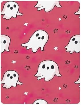 Qilmy Kawaii Cartoon Ghosts Fitted Crib Sheet for Girls and Boys