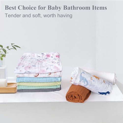 PHF 2 Pack Baby Hooded Towels 32x32 Inch Floral Muslin Cotton