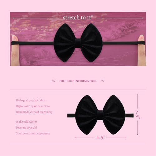Velvet Baby Girl Headband Set Black White Pink