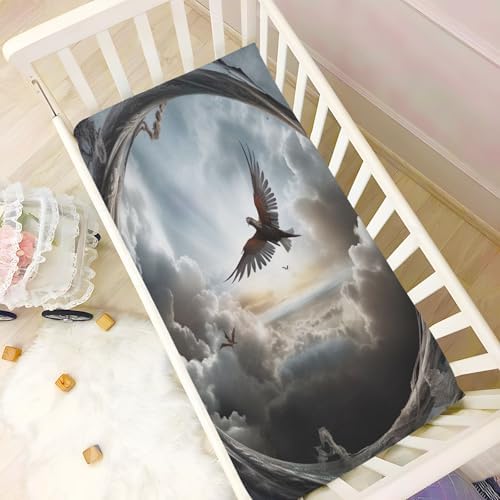 Wajiw Cloud with Birds Crib Sheets for Girls and Boys