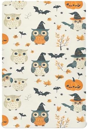Qilmy Halloween Owls Fitted Crib Sheet for Baby