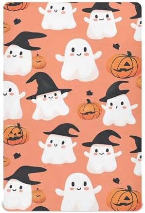 Qilmy Cute Kawaii Ghost Crib Sheet for Girls and Boys